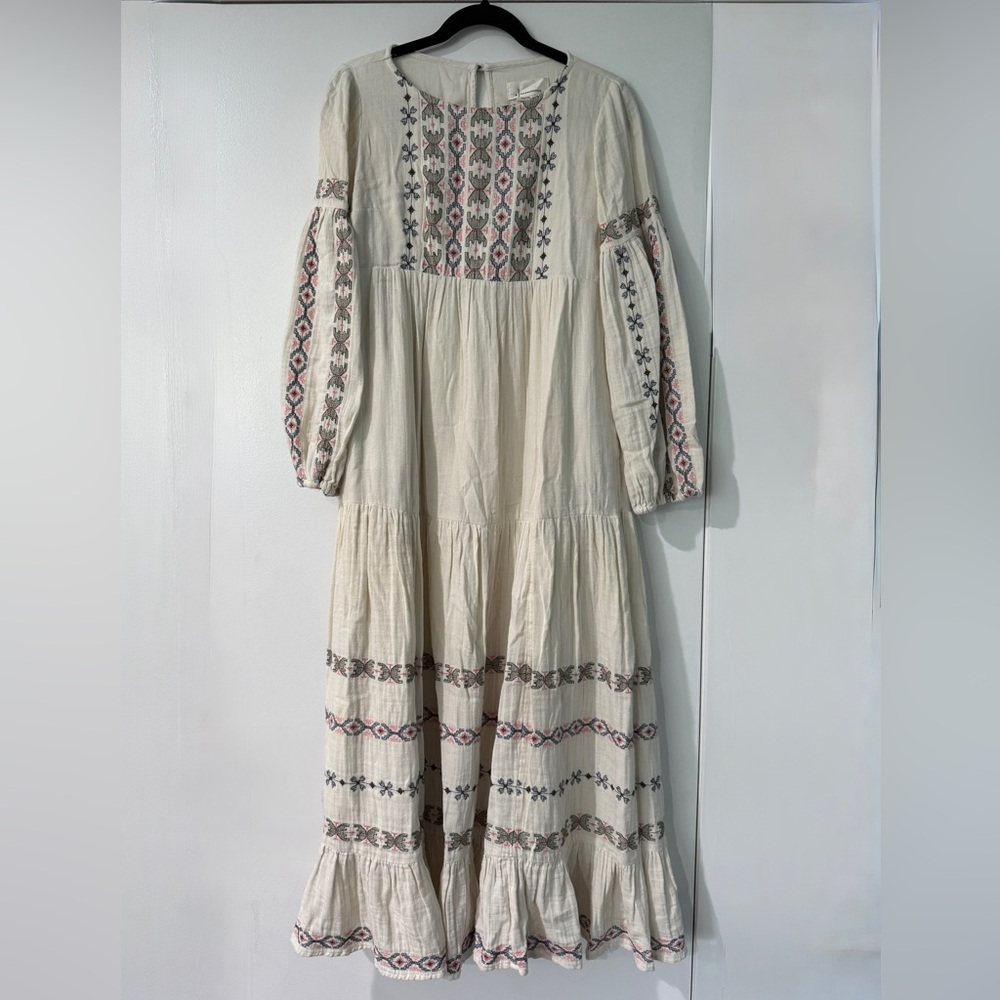 By Anthropologie Lucienne Embroidered Maxi Dress
